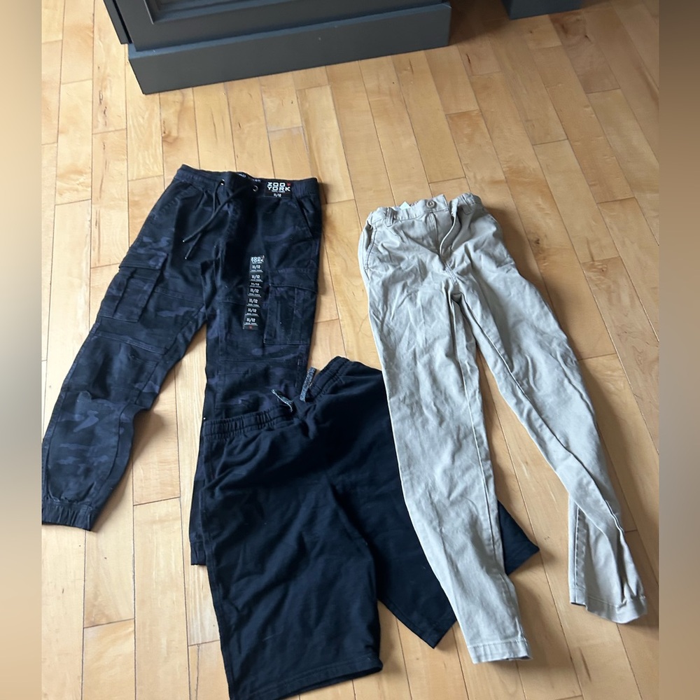 3 pairs of boys formal/casual pants and 1 is high end shorts in black and tan